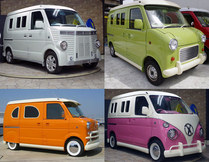 Various Tiny Japanese Trucks and Vans
